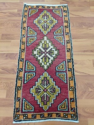Vintage Rug Carpet 2x4 Front Door Rug Oushak Wool Rug Avant-Garde and Modern Rug
