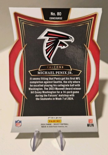Michael Penix Jr. 2024 Panini Select Concourse #80 Silver Prizm Die-Cut RC - Bild 2 von 2