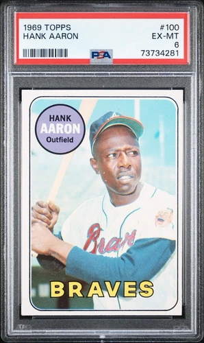 1969 Topps - #100 Hank Aaron PSA 6 EX MT - HOF - SHARP - GREAT APPEAL & COLOR!