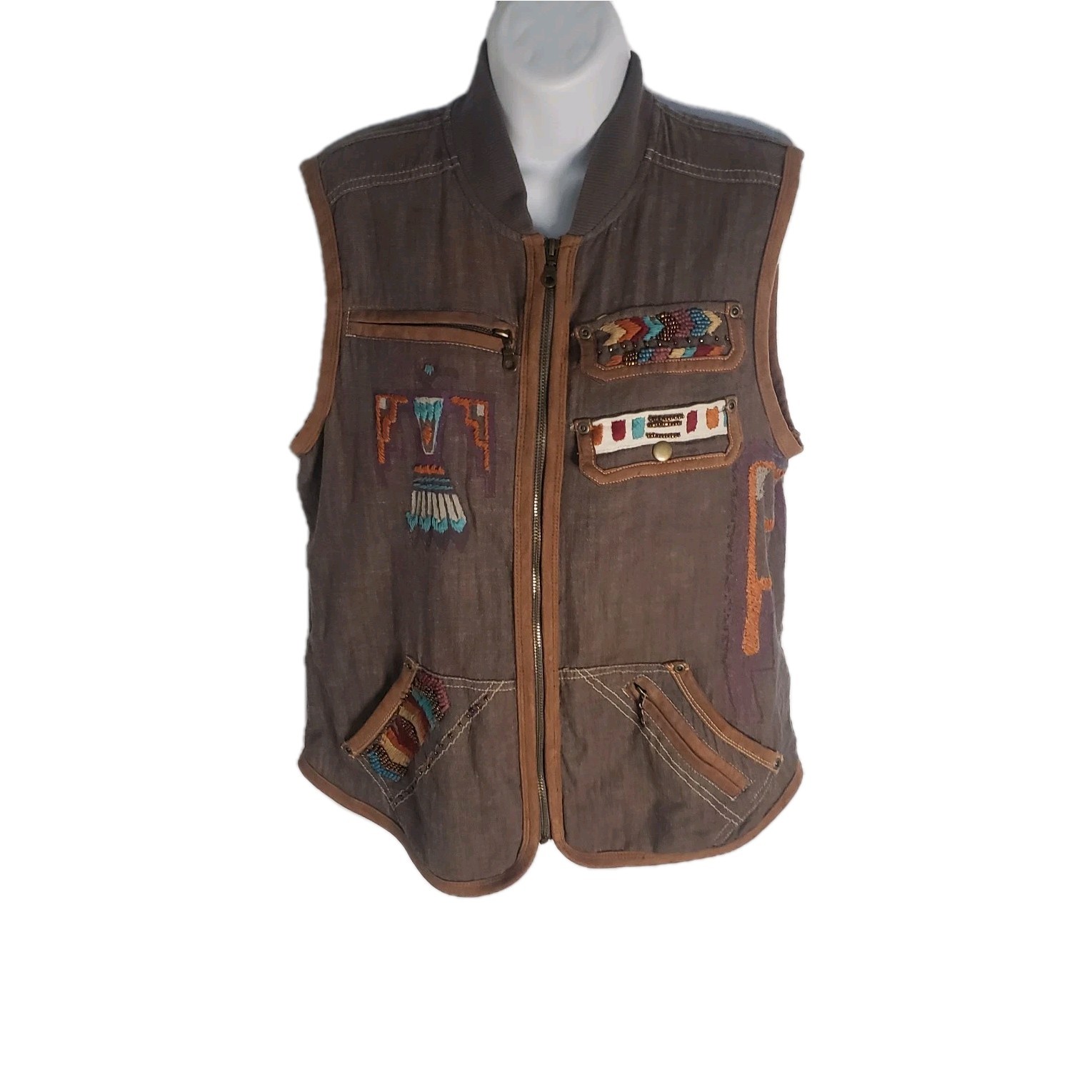 Double D Ranch Cowgirl Embroidered Studded Women's Vest Southwestern - Size M