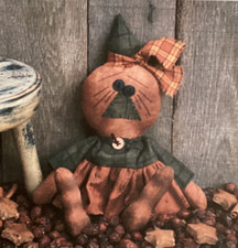 PATTERN Primitive Halloween Pumpkin Girl Doll NEW Threadbare Primitives CUTE