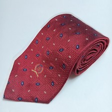 Tommy Hilfiger Neck Tie Red Logo Crest - 100% Silk Geometric - Men - Made In USA