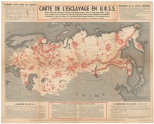 1951 Persuasive Map of Soviet Gulag System 'Carte de l'Esclavage en U.R.S.S.'