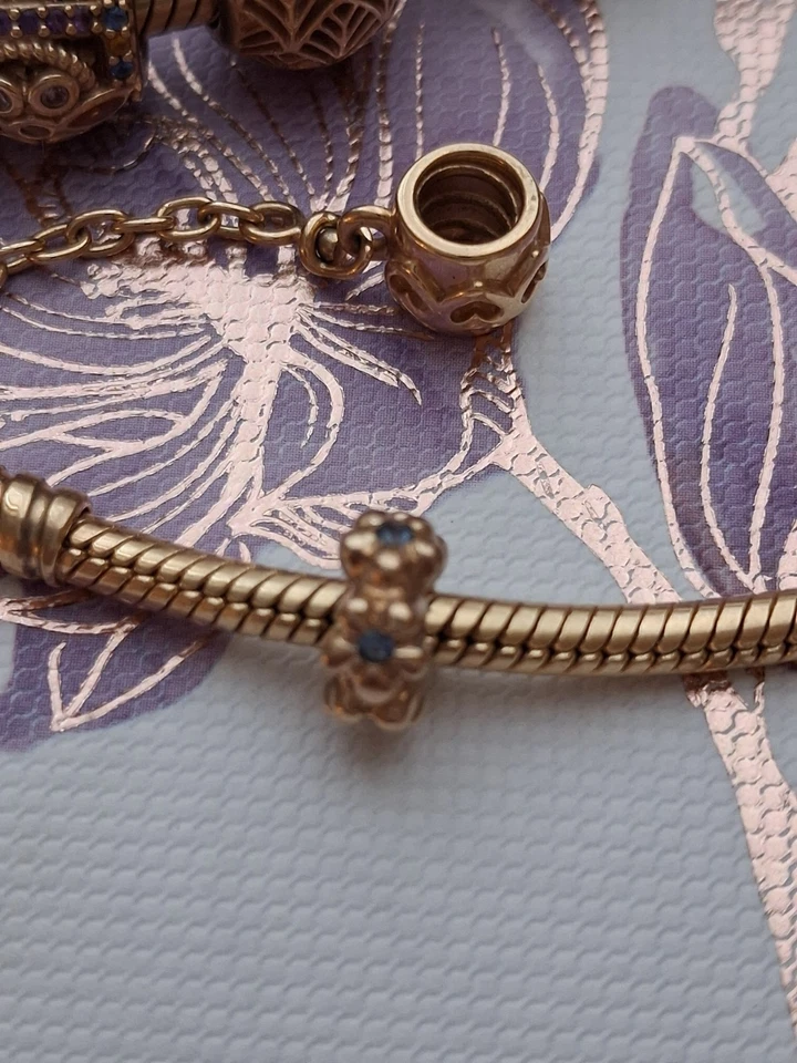 Pandora Charm/Zwischenring "Blümchen" mit Saphire 585 Gold - Bild 3 von 4