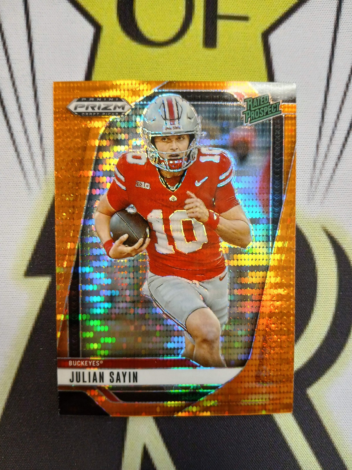 2025 Prizm Draft Picks Julian Sayin Rated Prospect Orange Pulsar #/75