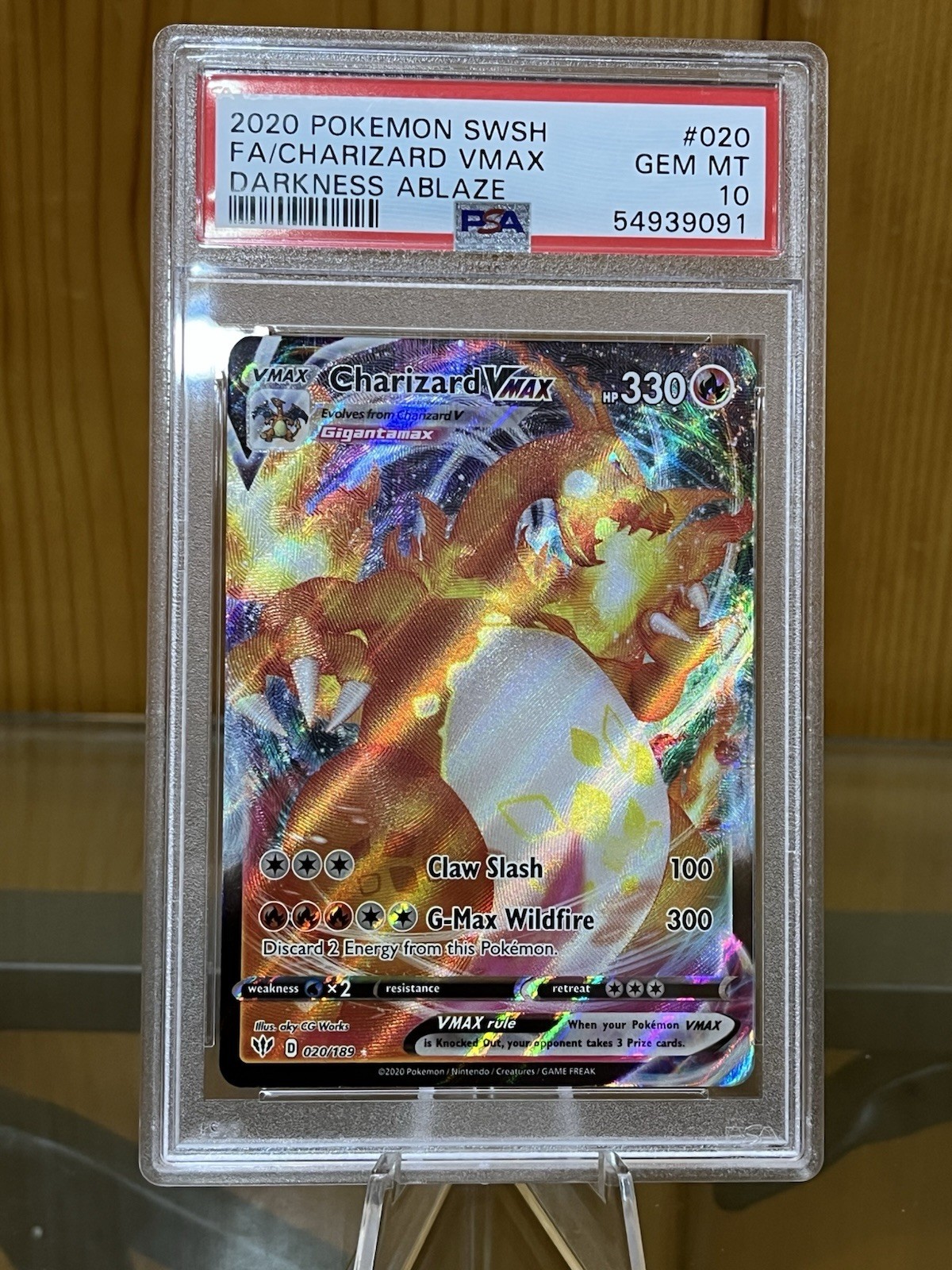 2020 Pokemon Sword & Shield Darkness Ablaze #020 Full Art/Charizard Vmax Psa 10
