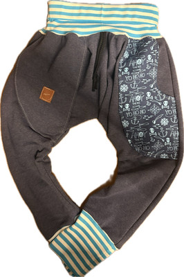 Pumphose Mitwachshose Blau Ahoi Handmade Sweat 95%Baumwolle Breiter Bund Jungen