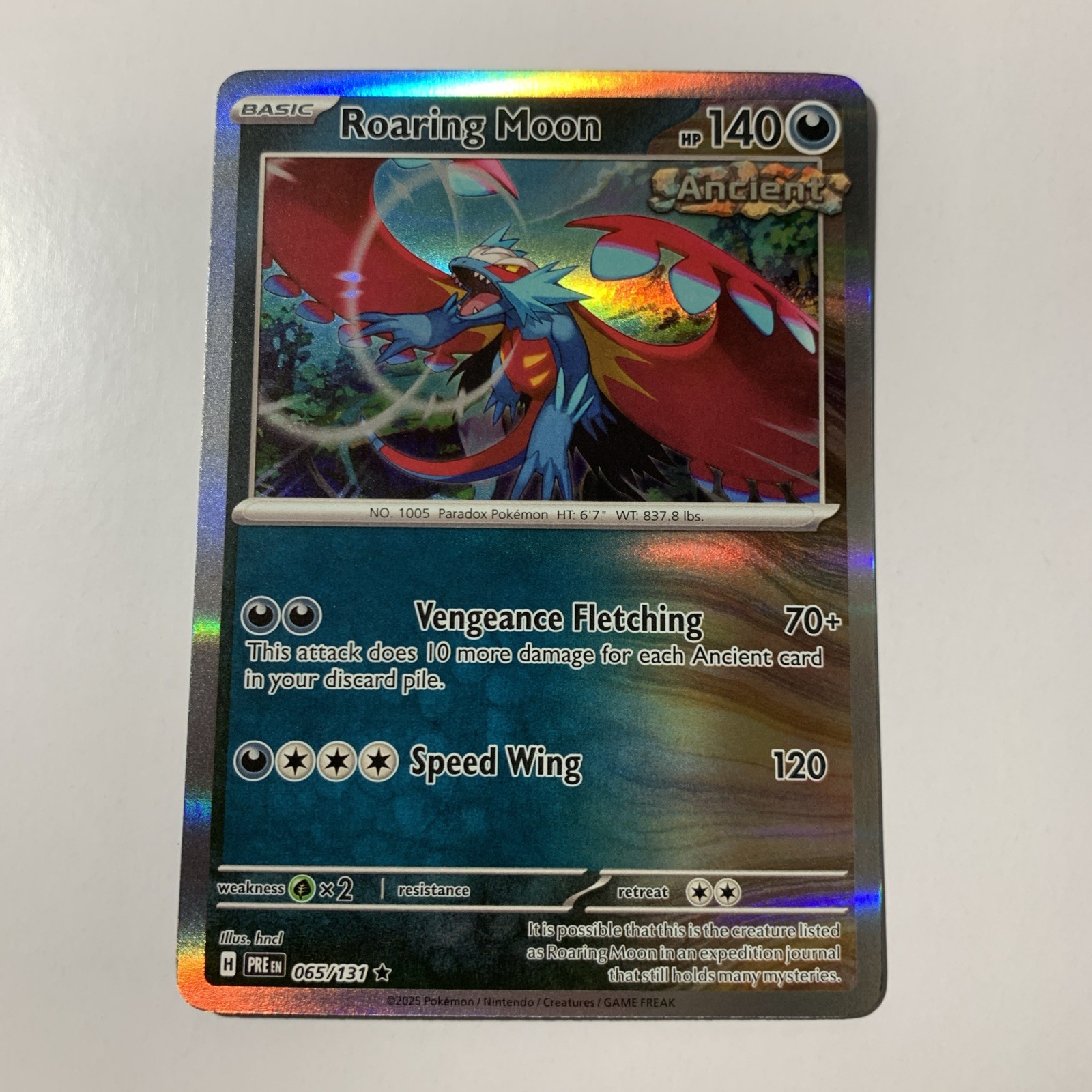 Rare Roaring Moon 65/131 Holo Prismatic Evolutions Pokemon Card
