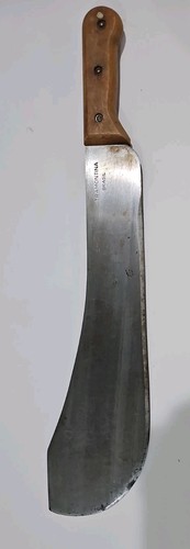 Vintage Tramontina Brasil 15" Bolo Machete Carbon Steel Wood Handle 1970s 1980s