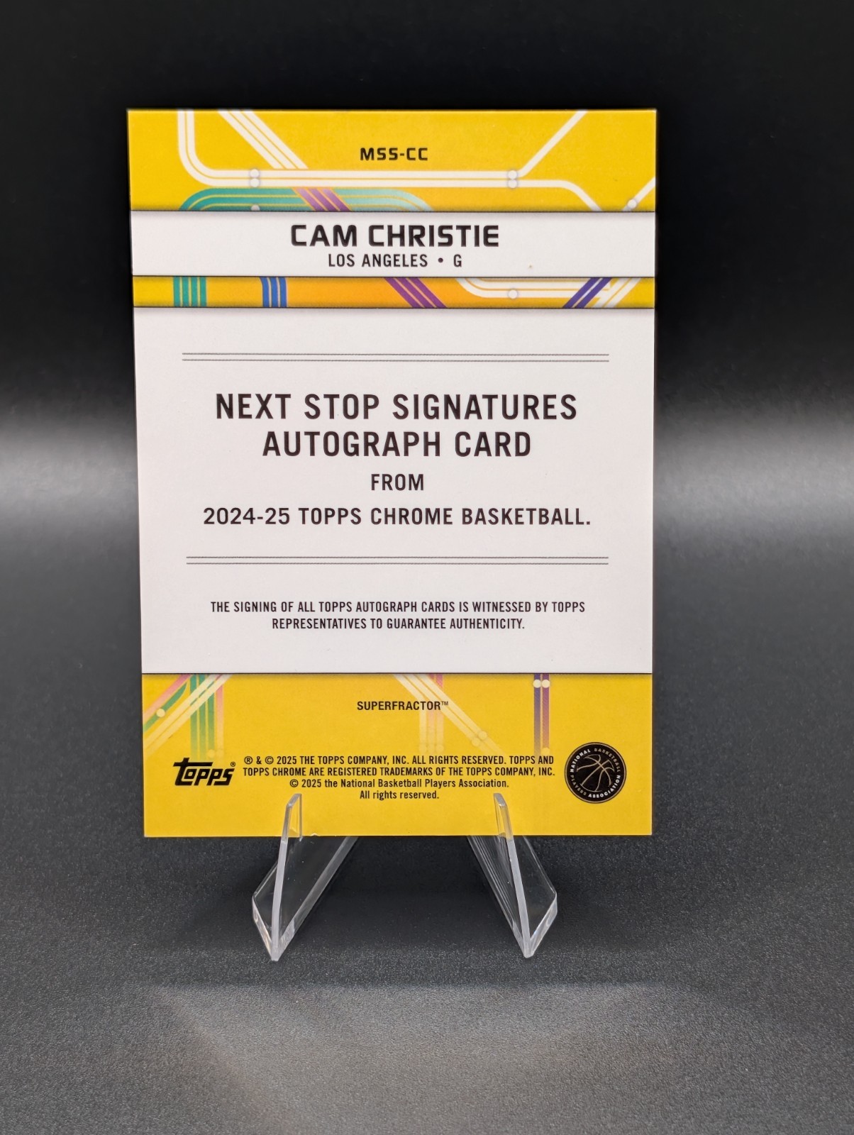 2024-2025 Topps Chrome Cam Christie RC Auto Next Stop Superfractor 1/1 MSS-CC view 2