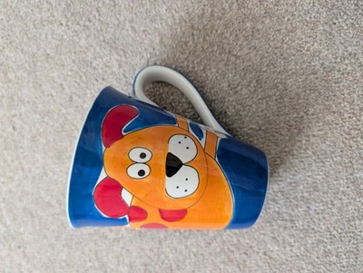 Whittard of Chelsea Vintage Dog & Bone Becher | Sammlerstück Blau & Orange Keramik
