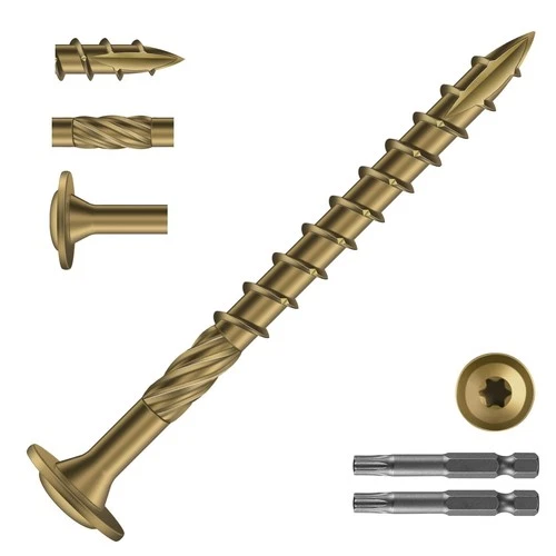 SG TZH #14 x 3 Inch Lag Screws (440Pcs) 10lb. Structural Wood Screw, Bronze - Picture 1 of 2