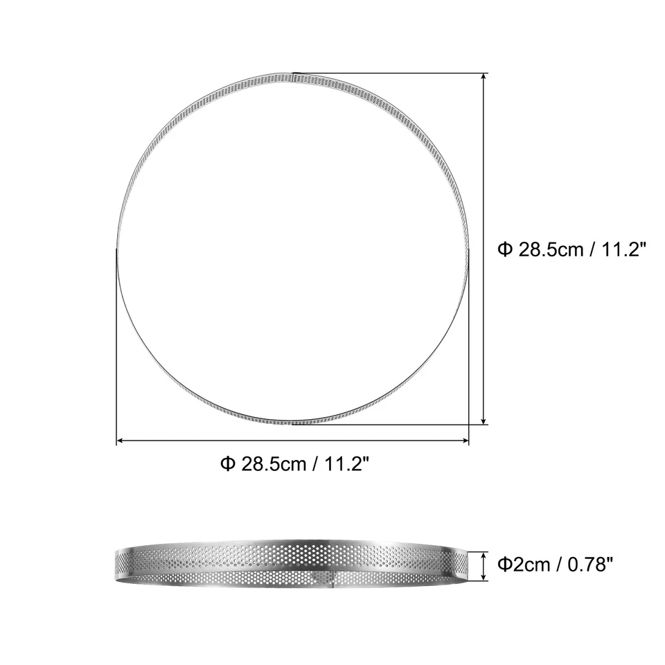 Stainless Steel Circular Cake Rings 11.2" Perforated Cake Mousse Ring Silver - Image 2 of 4