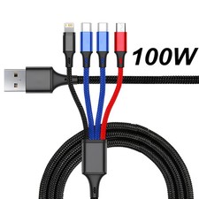 4 In 1 USB to Type C Micro Fast Charging Cable 3A Quick Charge Phone Data Cord F