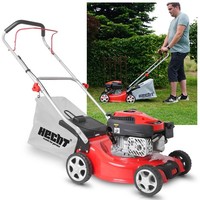Benzin RasenmäHer 40 Cm Schnittbreite 2,7 Ps Fangkorb Hand Schiebe MäHer Hecht