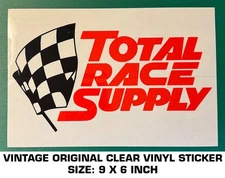 TOTAL RACE SUPPLY - VINTAGE ORIGINAL CLEAR VINYL DECAL STICKER - NHRA - SCCA