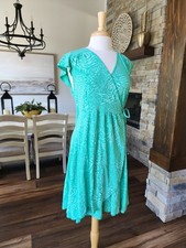 Fresh Produce Womens C'est La V Cafe Wrap Dress Green Animal Print Size M USA