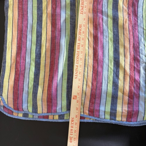 Report Collection Button Up Shirt Mens XL 100% Linen Rainbow Colorful Striped - Picture 10 of 13