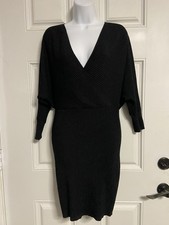 FASHION NOVA Black Ribbed Mini Sweater Dress