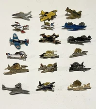 LOT of 18 Vintage AIRCRAFT PLANE LAPEL TIE HAT CIVIL MILITARY Metal Pins