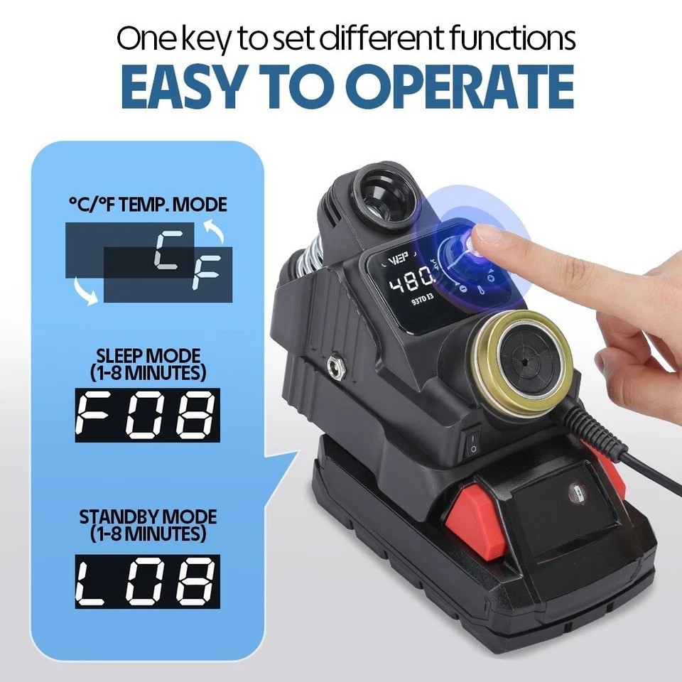 WEP 937D-I Cordless Digital Soldering Iron Station for Milwaukee 18V Battery