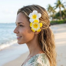 Hawaiian Style Plumeria Hair Clips 28Pcs Foam Flower Alligator Clip for Women