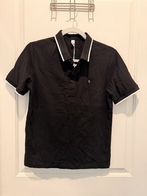 N.NAN X.SHENG Men's Black Pique Polo Shirt with Crown Emblem Detail Size M