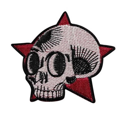 Skull Purple Star Embroidered Iron On Patch - Skeleton Death Gothic 99-Y