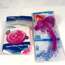 Kids Pool Swim Set Dolfino Mask Snorkel Summer Waves Baby Float Pink New