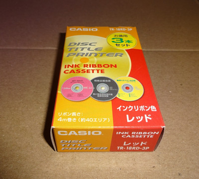 New Genuine Casio TR-18RD-3P Red Ink Ribbon Cassette for CW Disc Title Printer