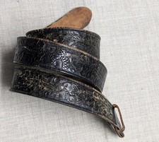 vintage TOOLED buckle belt ACORNS leather 38 brown WESTERN cowhide PATINA