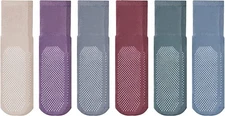 6 Pairs Yacht & Smith Loose Fit Gripper Bottom Diabetic Non-Skid Slipper Socks