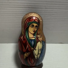 Vintage Nesting Dolls Virgin Mary & Jesus Artist Signed
