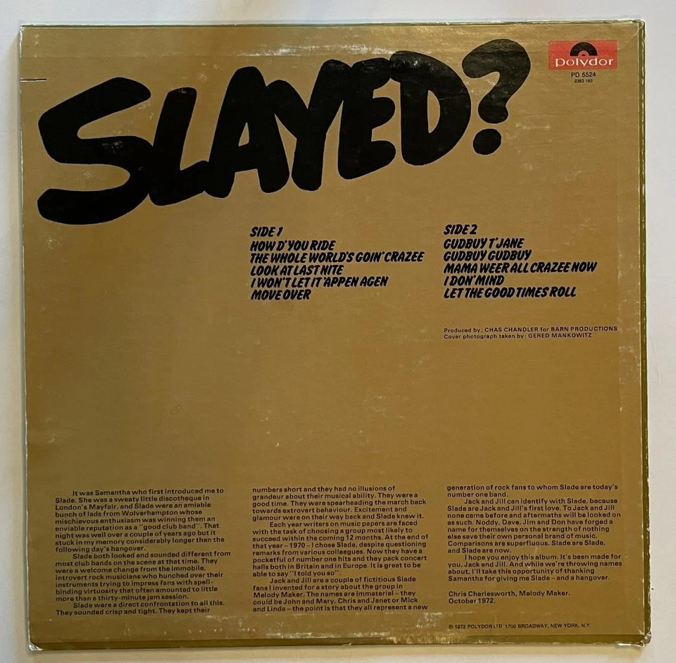 Slade Slayed LP NM Polydor Hard Glam Rock (1972) - Image 3 of 4