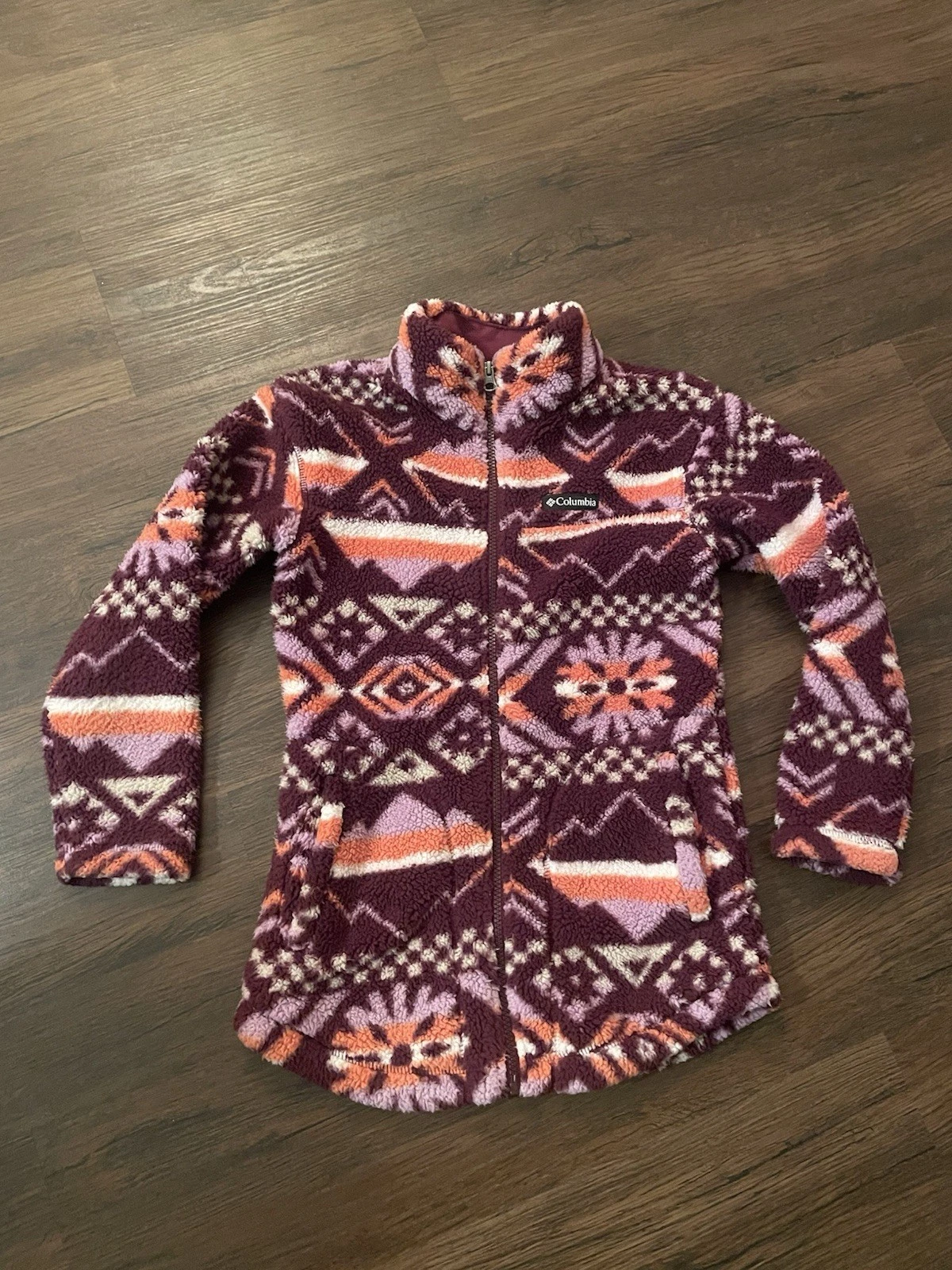 Columbia Girls Medium (10/12) Full Zip Fleece Aztec Mock Neck Jacket