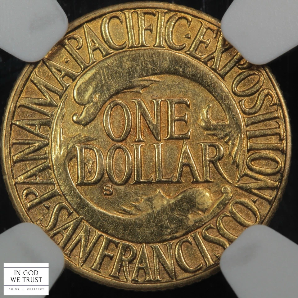 1915 S Panama-Pacific PAN-PAC Commemorative Gold One Dollar G$1 NGC AU Details - Image 2 of 4