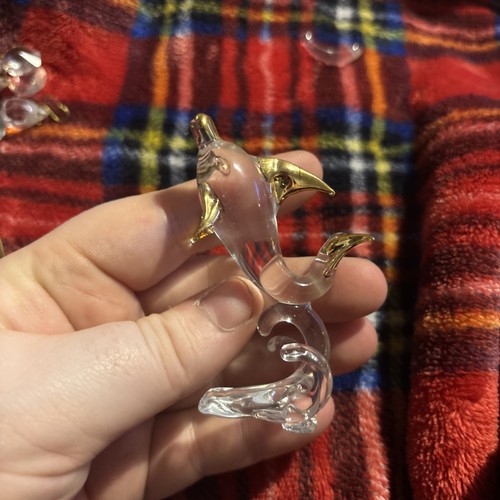 Crystal And Gold Plated Dolphin On Wave