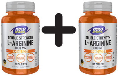 2 x NOW Foods L-Arginine, 1000mg - 60 tablets (258,25 EUR/kg)