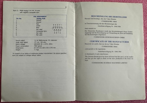 AMIGA User's Guide - 1084S Color Monitor - Picture 7 of 7