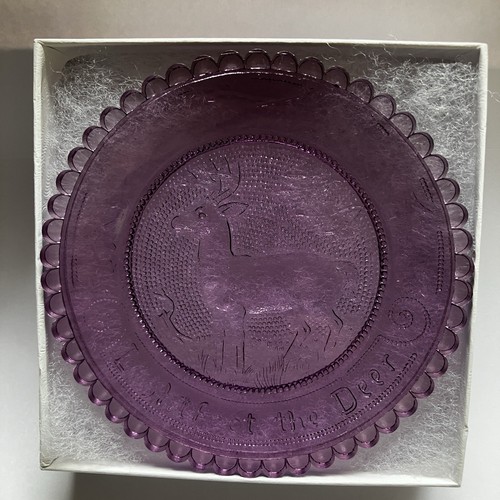 Lightfoot the Deer Whitetail Buck Art Glass Thornton Burgess Pairpoint Cup Plate - Picture 5 of 7