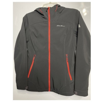 Eddie Bauer First Ascent Vented Full Zip Hiking Softshell Orange/Grey Womens Med