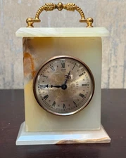 Vintage Onyx Marble Desk  Mantel Clock – Xavier of London – Quartz Brass Handle