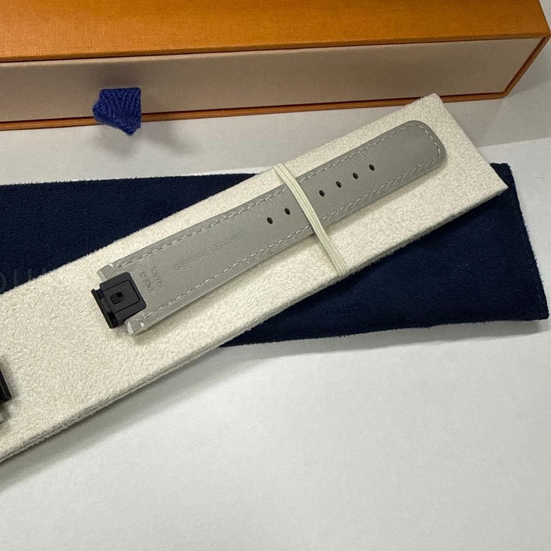 Louis Vuitton Monogram Canvas Watch Strap for Tambour UNUSED White/Gray Leather image 6