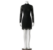 GANNI Everdale Black Lace Long Sleeve Mini Dress Womens Size EU42/US 10