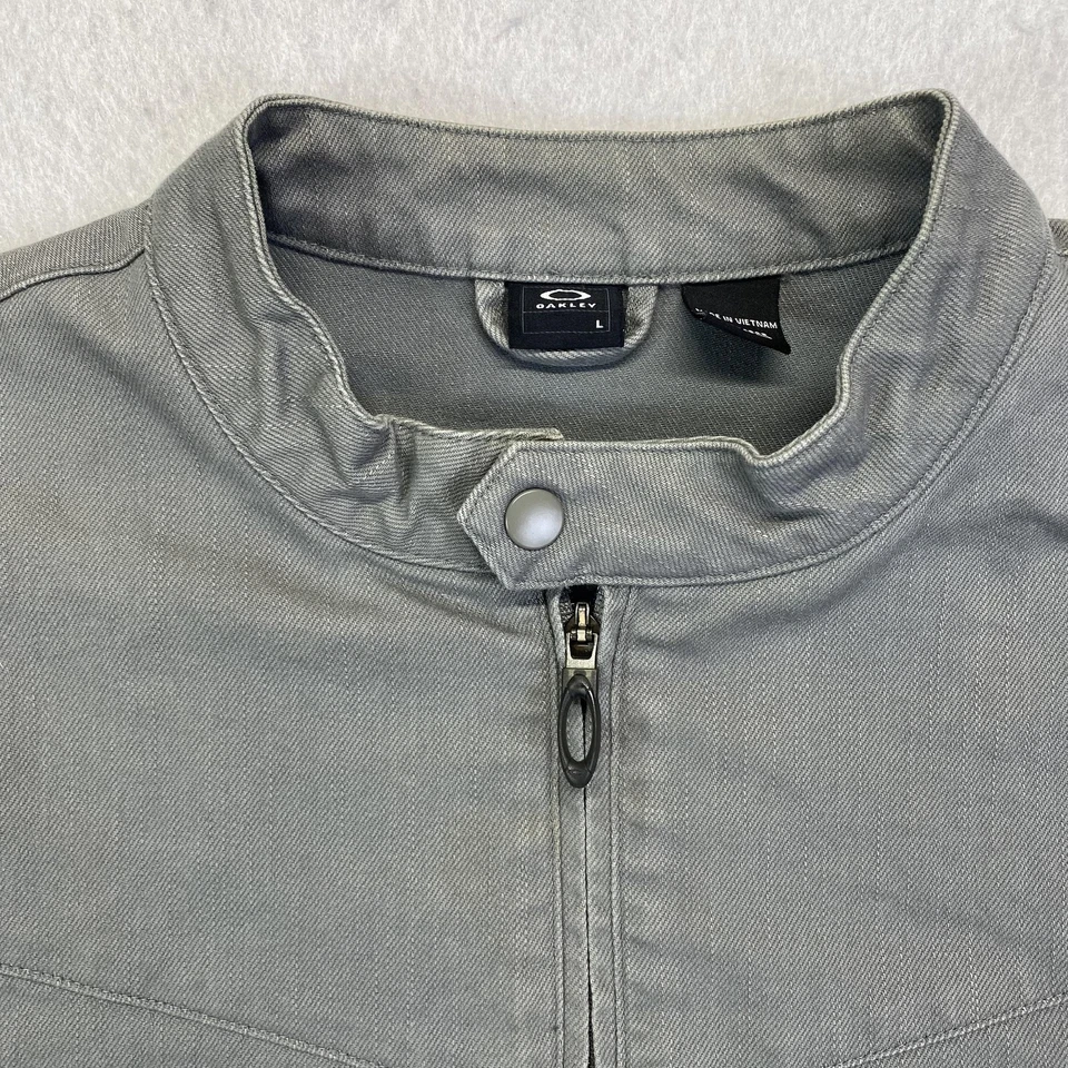 Chaqueta Oakley Para Hombre Grande Gris Motociclista Cremallera Frontal Soporte Cuello Logo Puños a Presión Foto 2 de 4