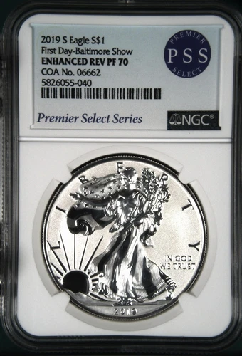2019 S American Silver Eagle NGC PF-70 S First Day-Baltimore Show