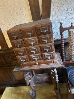 Vintage 13Drawer Antique Apothecary Cupboard Chest Organiser Label Handle Index