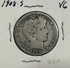 1908 S US Barber SILVER Half Dollar Old US Coin! VG