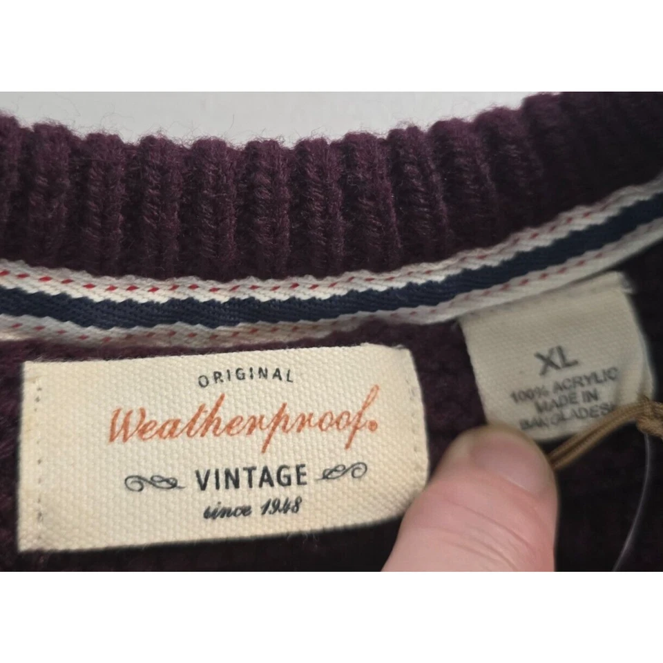 Suéter Impermeable Para Hombre XL Borgoña Profundo Tejido Cuello Redondo Manga Larga Nuevo con Etiquetas Foto 3 de 4