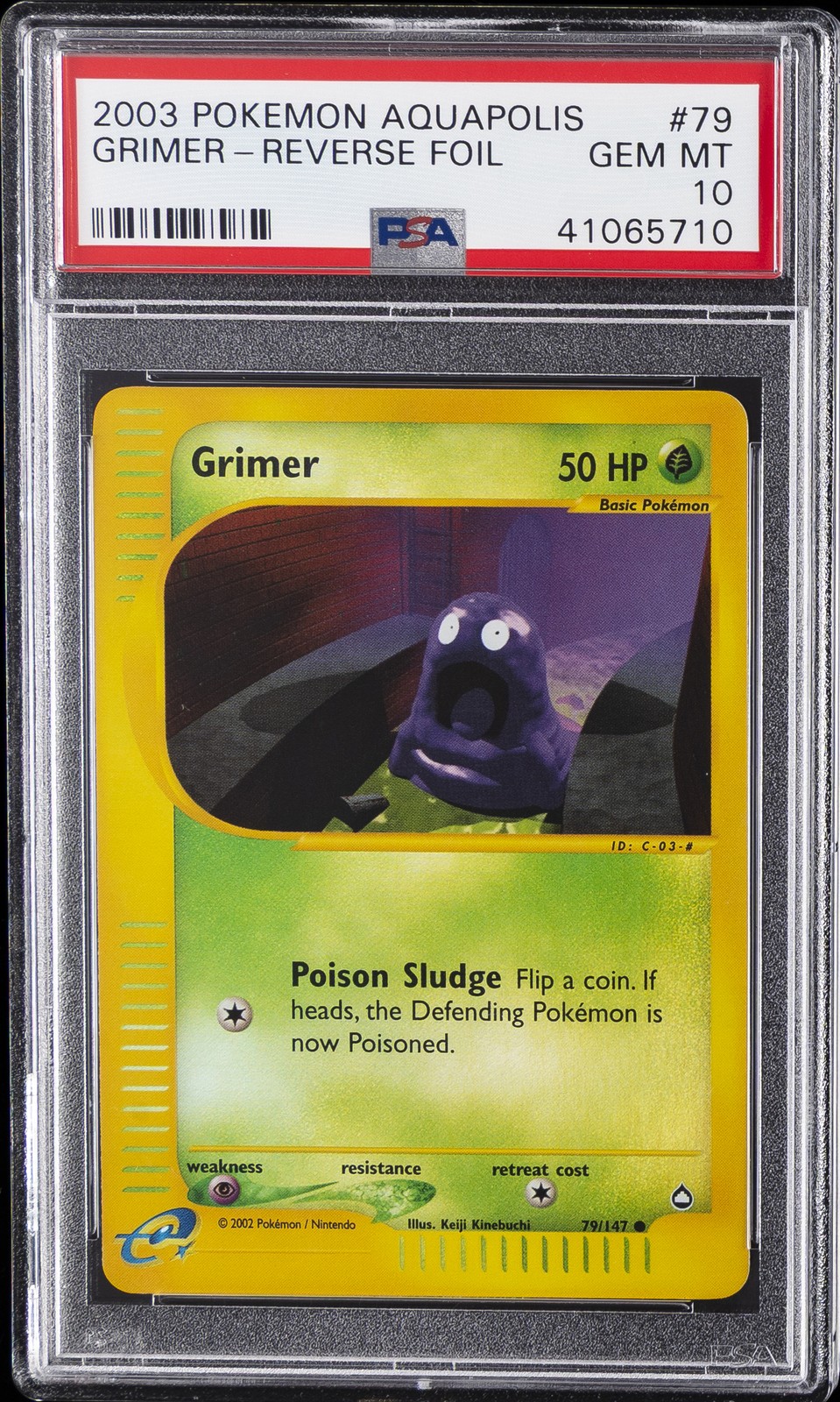 2003 POKEMON AQUAPOLIS #79 GRIMER-REVERSE FOIL PSA 10